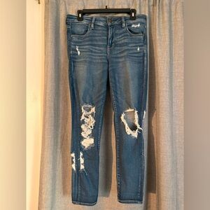 American Eagle Outfitters Ripped Blue Skinny Jeans